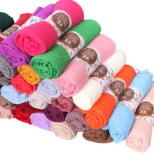 High quality multicolor long style muslim women scarf solid plain hijab scarf dubai